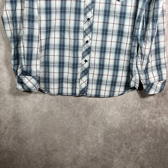 Machine Shirt Mens XL White Gray Long Sleeves‎ Button Casual Pockets Streetwear - Picture 3 of 9